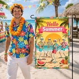 BlissYard Hello Summer Skeleton Garden Flag 12x18 Double Sided Vertical Outdoor Decor Tropical Beach Skull Banner Colorful Vacation Yard Garden Lawn Welcome Display