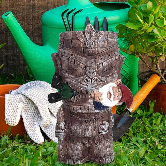 Funny Guy Mugs Garden Gnome Statue - Tiki and A Gnome - Indoor/Outdoor Garden Gnome Sculpture for Patio, Yard or Lawn