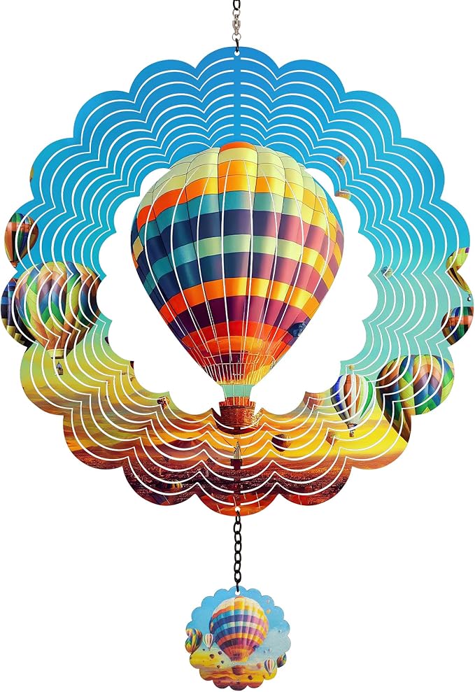 Hanging Decor Outdoor,Outdoor Garden Decor,Wind Spinners Outdoor Colorful Hot Air Balloon Hanging Decor,Ornaments Kinetic Yard Art, Valentine Gifts for Women,Family,Friends