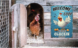 Funny Chicken Signs for Coop-Metal Chicken Signs,Chicken Tin Sign Gifts for Home Farm Chicken Coop Farmhouse Kicthen Garden Decor (Welcome To Our Coop) 8 x 12 inch