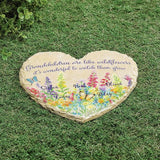 Fox Valley Traders Custom Grandchildren Wildflowers Garden Stone, 100% Resin, Outdoor Décor - Measures 10" x 9 1/2", 5 Names