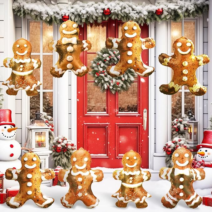 12 Pcs Christmas Inflatable Ornament Decoration 11.8 Inch Christmas Hanging Ornaments Xmas Inflatable Outdoor Decor for Xmas Indoor Outdoor Birthday Party Supplies Decoration (Gingerbread Man)