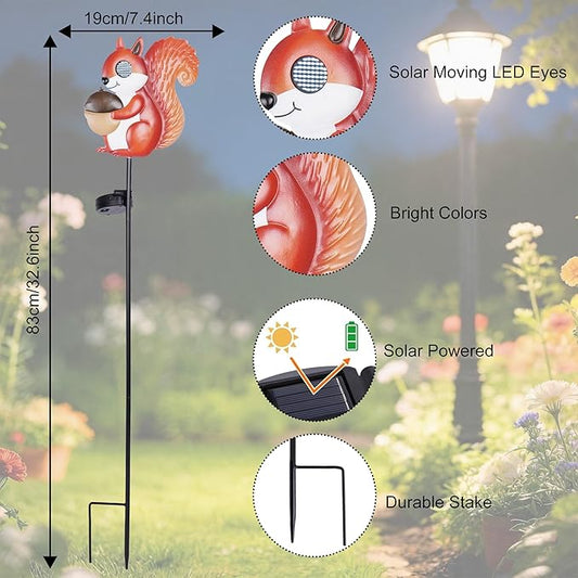 Romart Solar Stake Lights Outdoor Waterproof, Squirrel Solar Garden Path Light with Rotating Light-Up Eyes, Decorative Yard Lawn Landscape Decor