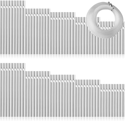 90pcs Wind Chime Tubes for Home Garden Outdoor Hanging Decorations, Tone Empty Tubes with Wind Chime line 150 Yards(5 Different Length)