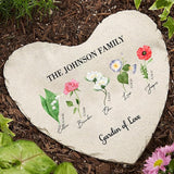 Nazenti Custom Birth Month Flower Personalized Large Heart Garden Stones, Birth Flower Garden Stone, Grandma Mom Gifts, Outdoor Decor, Garden Decor Sign, Gifts for Women Mother's Day Birthday