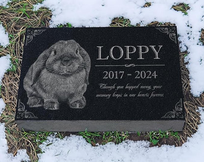 Your Image Pet Memorial Stone: Rabbit Memorial Granite Marker | Bunny Grave Stone | Tribute | Headstone, Outdoor Tombstone Gravestone | Pet Loss Bereavement | Memorial for Garden