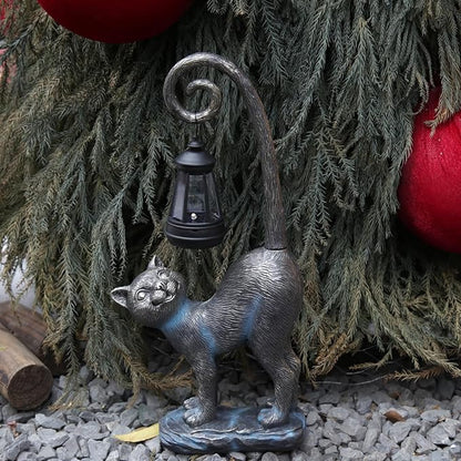 Outdoor Spring Decorations Gifts Cat Garden Statues with Solar Lights, Home Decor Cat Figurines for Lawn,Patio,Balcony,Porch,Yard Art Ornament- Birthday Gifts for Women Grandma Sister