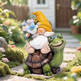Hodao Spring Garden Gnome Decoration Flower Animal Ornaments Decor Gifts Spring Gnomes for Garden Decorations Summer Elf Figurine Gifts for Mom Outdoor Decor (Yellow)