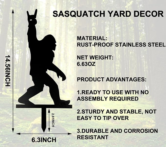 Funny Sasquatch Garden Stake Gifts - Cool Metal Sasquatch Lover Present for Birthday Valentines Fathers Day Christmas for Men Women, Novelty Yard Statue Outdoor Prank & Conversation Starter, 1 Pack