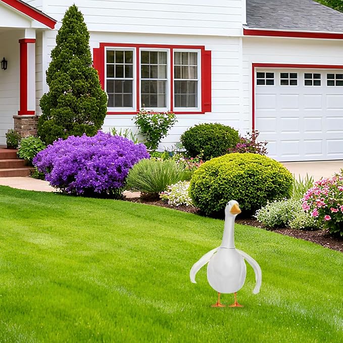 2pcs 23-25 Inch Poseable Goose Wings, White Porch Goose Wings Clothes Decorative Porch Statue Outfit Accessories for Outdoor Lawn Yard Garden Art Decoration