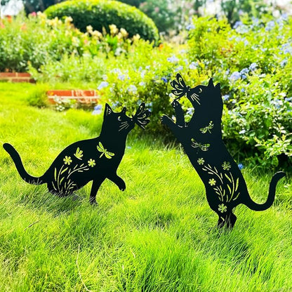 TIGGSY for Mom Cat Metal Decorative Garden Stakes Cat Unique Gifts for Women/Men Silhouette Statues for Yard Art, Outside, Patio, Outdoor Decor, Garden Decorations, Lawn Ornaments