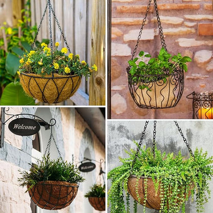 PLULON 15 Pack 10 Inch Hanging Basket Hooks Black Hanging Chains Garden Plant Hanger Chain Clips Outdoor for Flower Baskets, Bird Feeders, Wind Chimes, Lanterns, Ornaments