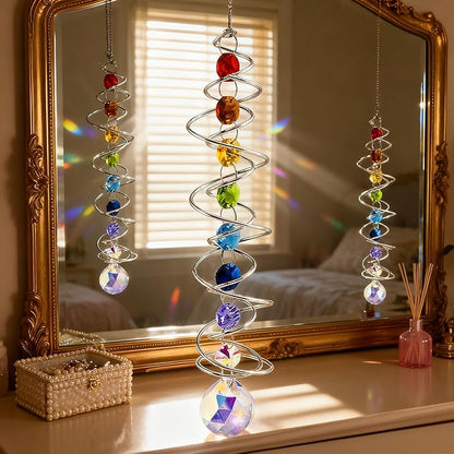 Garden Decor Crystal Suncatcher Wind Spinners Outdoor with Gazing Ball Sun Catchers Indoor Window Hanging Decor Yard Outdoor Home Ornaments Birthday for Women Men Rainbow Maker