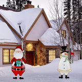 Hausse 2 Pack Christmas Garden Metal Stakes, 31.5 Inch Decorative Snowman and Santa Claus, Xmas Yard Signs for Outdoor Decorations, Holiday New Year Home Decor for Lawn Pathway Patio