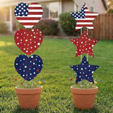 RattanView 6 Pack Outdoor Memorial Day Yard Signs Patriotic Yard Sign with Stakes Red White Blue Stars and Heart Front Porch Decor for Memorial Day Cemetery Lawn Garden Patio Decorations