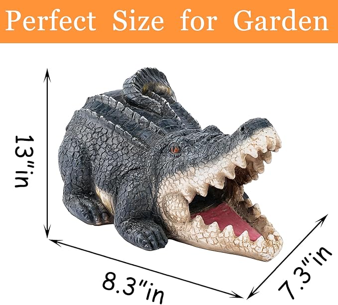Teaeeno Alligator Decor Statue Gutter Downspout Extension Decorative,Crocodile Gutter Animal Statue Outdoor Decor,3"×4" Rain Gutter Downspout Splash Block,Garden Splash Block Outdoor Sculpture (Black)