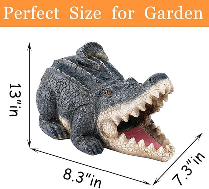 Teaeeno Alligator Decor Statue Gutter Downspout Extension Decorative,Crocodile Gutter Animal Statue Outdoor Decor,3"×4" Rain Gutter Downspout Splash Block,Garden Splash Block Outdoor Sculpture (Black)