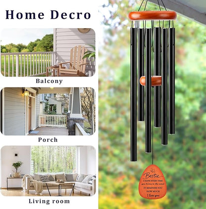 Bestie Gifts for Women, 32" Wind Chimes Bestie Birthday Gifts for Women, Best Gift for Bestie, Best Friend Birthday Gifts, Black