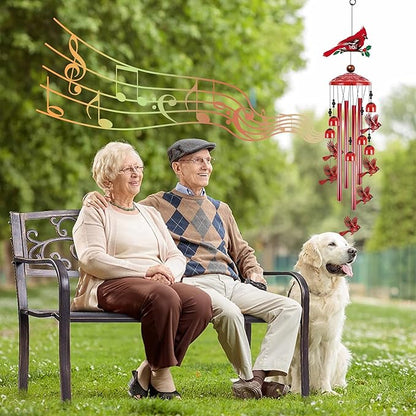 Romart Cardinal Wind Chimes for Outside, 35'' Metal Memorial Windchimes in Memory of a Loved One, Sympathy Gifts for Loss of Loved One, Red Cardinal Gifts for Women Mother Mom Grandma
