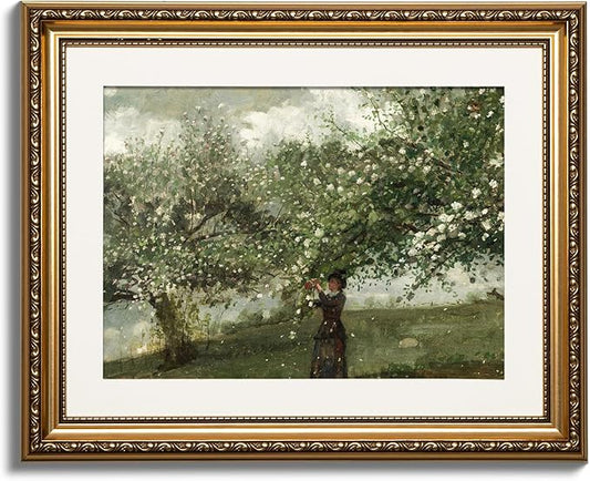 ARPEOTCY Vintage Gold Framed Wall Art, Retro Trees Landscape Paintings, Canvas Prints Artwork with Antique Frame, Victorian Wall Picture Decor for Gallery Living Room 13x16 inch
