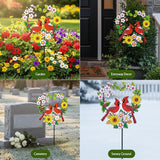 Decorative Garden Stakes Metal Red Cardinal - Heart Shaped Pair of Red Birds with Flowers 24 Inch Colorful Yard Decor, Outdoor Lawn Ornament(Cardinal Couple)