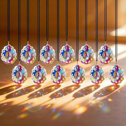 HDCRYSTALGIFTS 12pcs Crystal Prisms Suncatcher for Window Rainbow Maker Chandelier Crystals Hanging Sun Catchers Indoor Outdoor Home Garden Valentines Day Wedding Decoration, 50mm