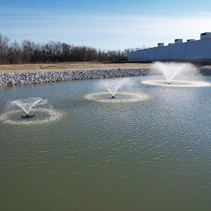 HALF OFF PONDS Floating Fountain, 1 HP Pond Aerator, 100 ft Cord, 15,000 GPH Water Pump, 13 Spray Patterns, Color-Changing LED Lights, for Large Ponds, Lakes & Water Gardens