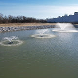 HALF OFF PONDS Floating Fountain, 3/4 HP Pond Aerator, 100 ft Cord, 8,000 GPH Water Pump, 11 Spray Patterns, White LED Lights, for Ponds, Lakes & Water Gardens