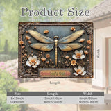 Custom Garden Signs Personalized Metal Tin Sign for Women, Retro Dragonfly Metal Sign for Outdoor, Patio, Yard Rustic Home Decor Gift for Mothers Day, Grandmas, and Gardening Lovers