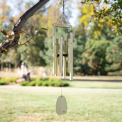Woodstock Chimes Bells of Paradise Medium 32" Light Yellow Outdoor Memorial Gift, Wind Chimes for Backyard, Porch, Garden Patio Decor, Deep Tone Windchime BPMSG