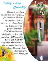 KY&BOSAM Gifts for Mom Butterfly Wind Chime for Outside with Crystal Sympathy Wind Spinner Memory Memorial Wind Chime for Loss of Loved One Mother Condolence Gift Home Outdoor Garden Patio Decor