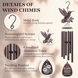 SteadStyle Mother's Day Daughter Gifts from Mom Dad, Daughter Gifts Hummingbird Wind Chime for Birthday Graduation, Wedding, Thanksgiving, Christmas Hummingbird Wind Chime 37 in Garden Patios Decor
