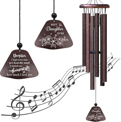Daughter Gifts from Mom Dad, Daughters Birthday Gifts, Daughter 32” Wind Chimes for Birthday Graduation Christmas Valentines Mothers Day