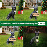Black French Bulldog Garden Statue with Solar Lantern & Double-Sided Sign, 13.8" Resin Frenchie Dog Figurine Outdoor Decor, Waterproof Lawn Ornament Welcome Yard Art for Patio, Porch, Gifts