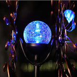 Solar Wind Spinner Multi-Color LED Lighting by Solar Powered Glass Ball with Kinetic Wind Aculptures Dual Direction Decorative Lawn Ornament Wind Mill