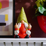 Middle Finger Gnome Statue 12.4in Female, Large Naughty Garden Gnome Statue Decoration and Lawn Ornament - Funny Garden Gnomes for Outdoor or Home Decor