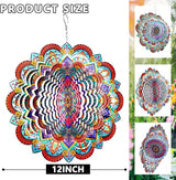 Goolyrusim Wind Spinner Mandala Sunflower, Wind Spinners for Yard Garden, 12in 3D Hanging Wind Sculpture Kinetic Metal Art Decor, Outdoor Decoration Ornament Mandala/Housewarming Gifts for Women/Men