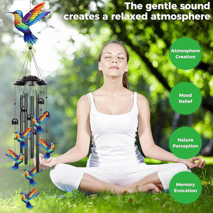 YHmall Wind Chimes for Outside, 35 in Mothers Day Hummingbird Gardening Gifts for Mom Women Grandma Colorful Metal Windchimes Outdoors Hummingbird Garden Decor for Home Yard Patio