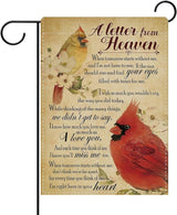 Dyrenson Memorial Cardinal A Letter From Heaven Decorative Garden Flag, Vintage Red Birds Cemetery Yard Outside Home Decoration, Retro Dogwood Flower Burlap Outdoor Small Decor Double Sided 12 x 18