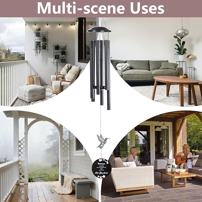 37-inch Hummingbird Wind Chimes are Suitable for Garden, Patio and Courtyard Decoration. They can be Given as Gifts of Comfort, Mourning and Remembrance to Loved Ones who Have Lost Them