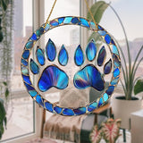 8x8 inch Charming Dog Paw Print Acrylic Stained Glass Window Hanging Sun Catcher Decor Stained Panel Hangings Wall Art Decor, for Friends and Family (Paw Print)