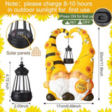 Kathfly Solar Spring Gnome Statue 11.8 Inches Garden Resin Sunflower Bee Gnome Statue with Solar Lights Double Cute Gnomes Statues for Mother' Day Birthday Gift Yard Patio Lawn Porch Decor