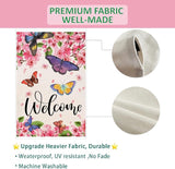 Baccessor Spring Summer Garden Flag Floral Bird Butterfly Flowers Welcome Spring Summer Flag 12.5 x 18 Inch Double Sided Burlap Small Spring Summer Flag for Outside Decor