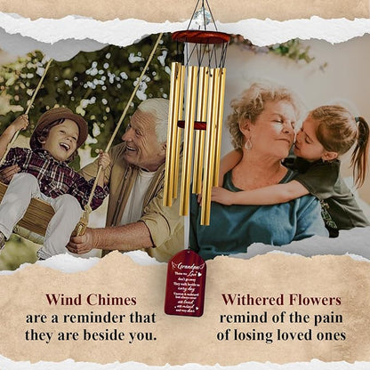 Grandpa Crystal Memorial Wind Chimes Christmas Sympathy Keepsake Remembrance Quote Gramps Dada Papi Grandfather Pass Away Condolence Funeral Gift Cherished Memory Window Garden Decor HW12-RW-GP