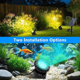 T-SUN Solar Pond Lights, 2 Headlamp RGB LED Spotlights, Underwater Submersible Fountain Lights Solar Fish Tank Light for Garden Fountain, Pond, Pool Decoration