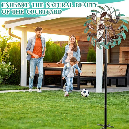 360° Wind Spinners Outdoor, Wind Sculptures Windmill with Metal Stake, Kinetic Large Metal Yard Art Decor Spinners Pinwheels for Garden Outside Patio Lawn