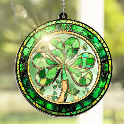 FLAGWIX St Patricks Day Decorations - Hanging Suncatcher 6 in, Shamrock St Patricks Day Decorations, Irish Suncatcher for Home Garden Decor - Irish Gifts for Women Men, Spiritual Gifts for Mom Grandma