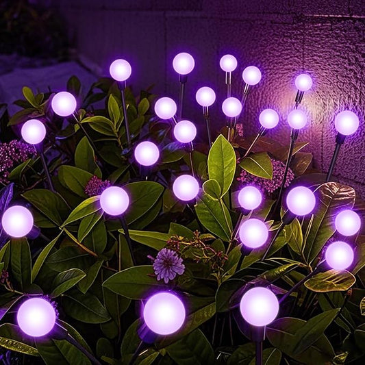 NBQQ Solar Garden Lights Outdoor, Waterproof Solar Powered Lights for Yard Pathway Patio, Swaying Lawn Decor as Gardening Gifts for Women Holiday (Purple, 2 Pack)