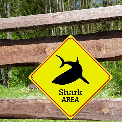 Fierce Fish Crossing Sign Caution Fierce FishXing Sign Street Sign Wildlife Novelty Road Fence Wall Decor Warning Metal Tin Sign For Indoor Outdoor Highway12x12in