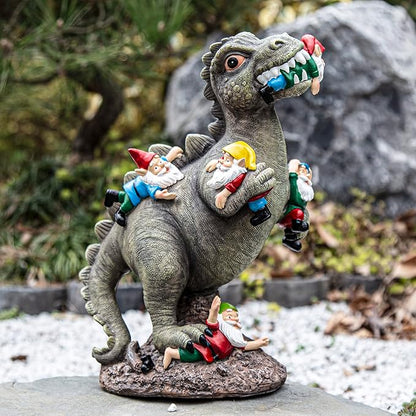 SOWSUN Dinosaur Gnomes Garden Statues Garden Decor Yard Decorations Outdoor, Patio, Yard, Lawn Ornaments Unique Housewarming Gifts for Women, Mom for Mothers Day